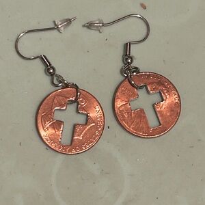 Penny earrings with cross
